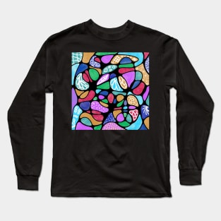 WHITE LINE ART ON NEUROGRAPHIC Long Sleeve T-Shirt